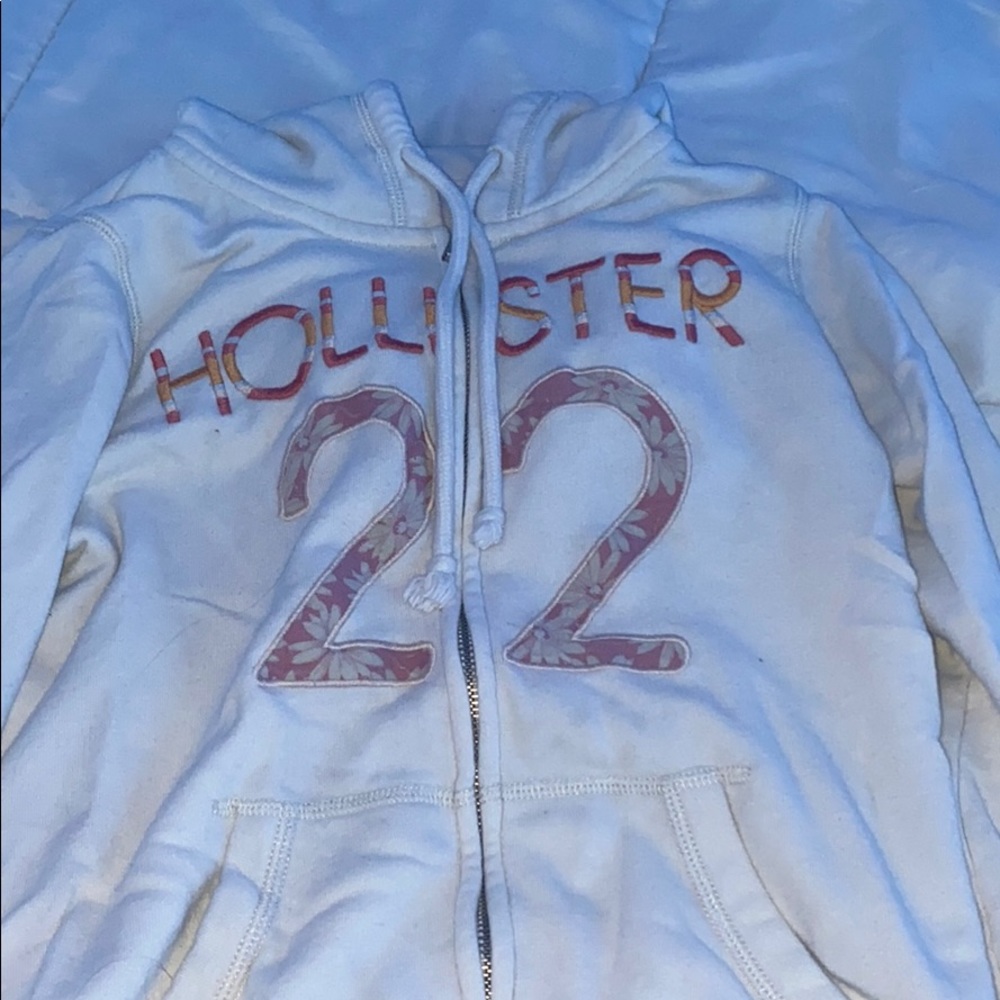 white zip up hoodie